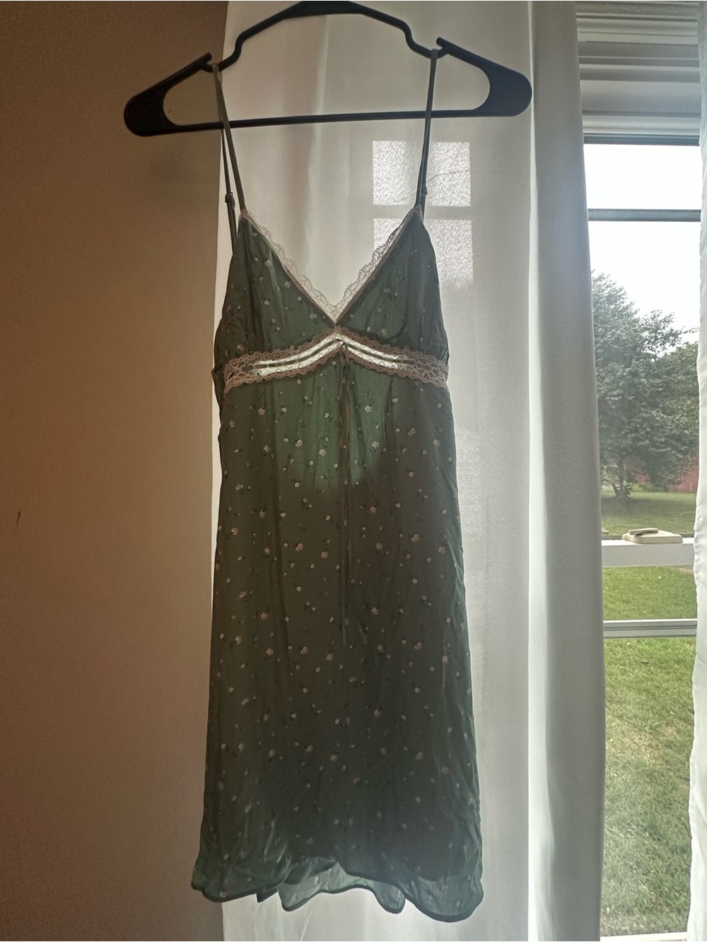 Hollister Olive Green Lace-Trim Slip Dress